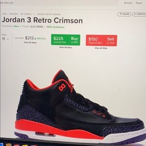 Jordan 3 retro crimson purple elephant print